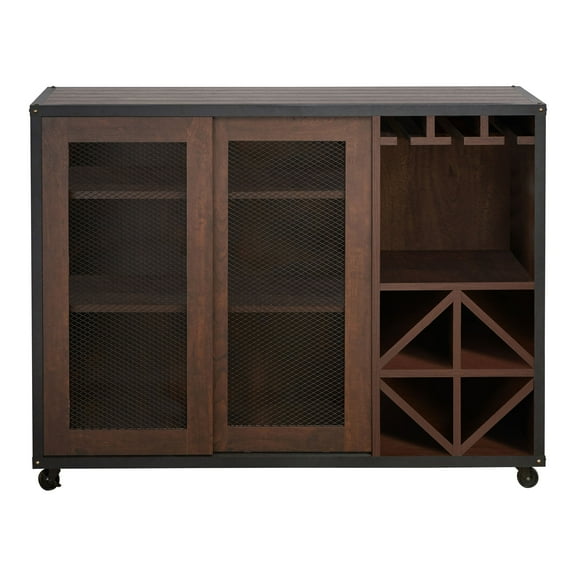 Furniture of America Francis Industrial Multi-Storage Dining Buffet, Vintage Walnut