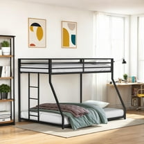 Furniture of America Franz Kids Twin Over Full Metal Mattress Ready Bunk Bed, Black