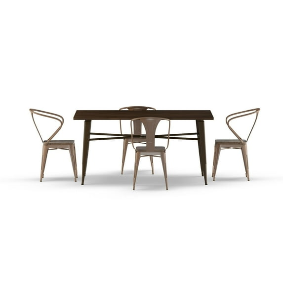 Furniture of America Fredrick Industrial 5-Piece Dining Set, Natural Elm