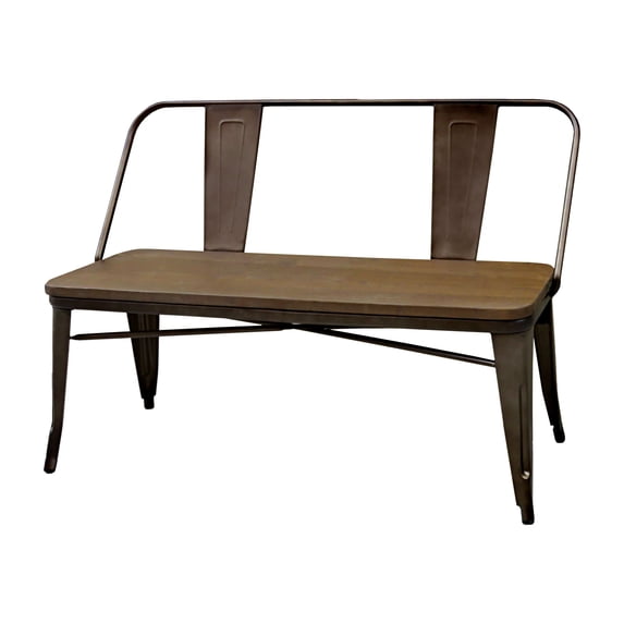 Furniture of America Fredrick Industrial Metal Dining Bench, Natural Elm