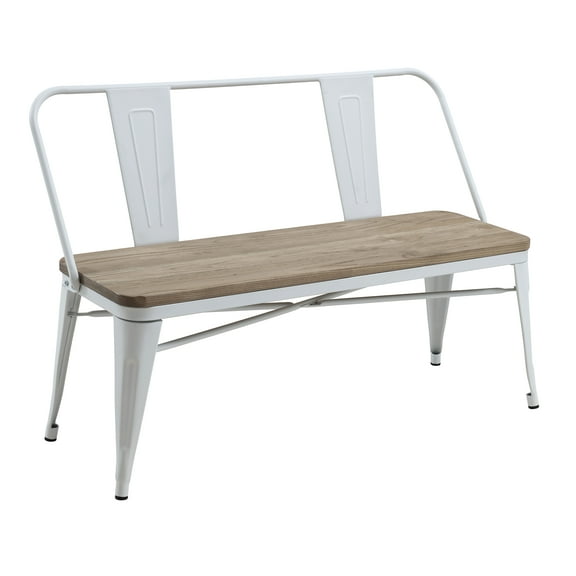 Furniture of America Fredrick Industrial Metal Dining Bench, White