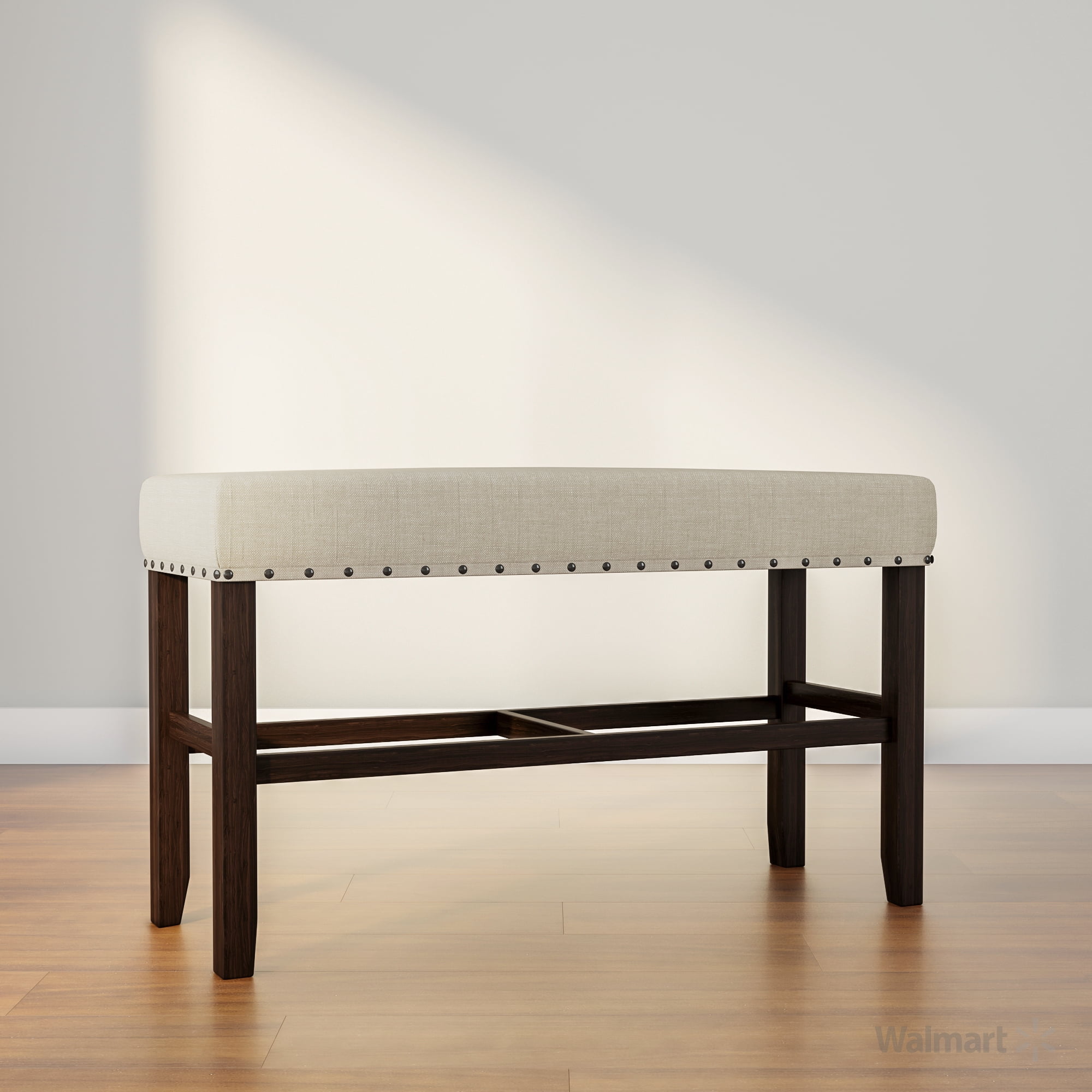 Furniture of America Freiden Padded Counter Bench, Antique Black