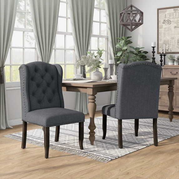 Furniture of America Freiden Tufted Nailhead Fabric Gray Side Chairs (Set of 2)