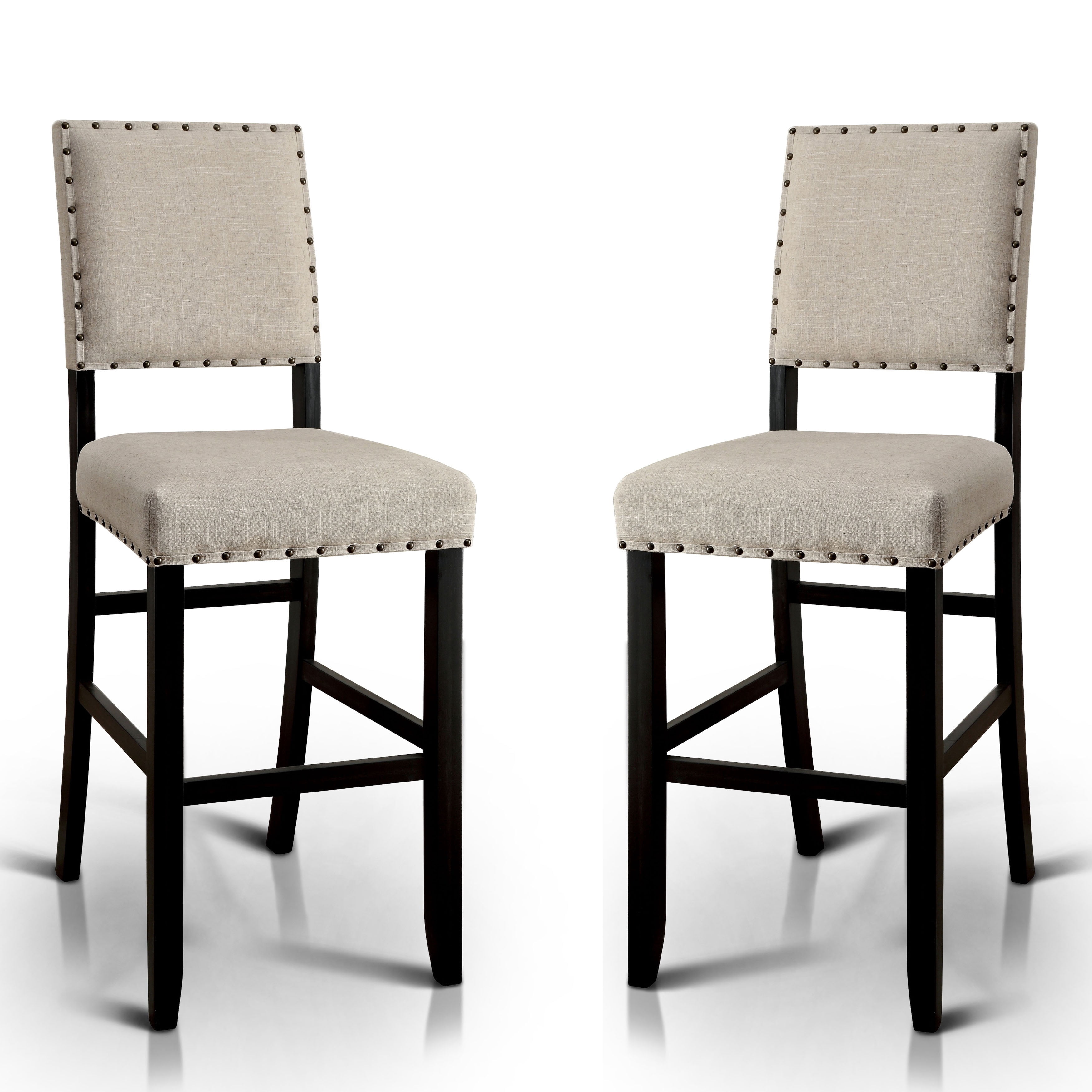 Furniture of America Freiden Upholstered Bar Chairs - Set of 2, Black