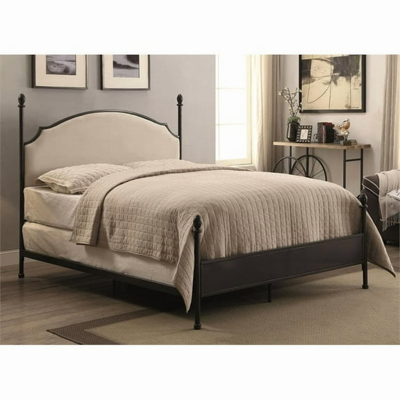 Furniture of America Freila Transitional Metal Cushioned Poster Bed, King, Gray
