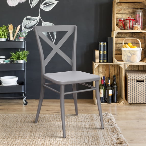 Furniture of America Frida Industrial Metal Dining Side Chair in Silver Matte Finish (Set of 2)