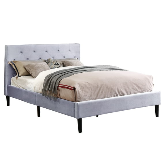 Furniture of America Frohm Flannelette Platform Bed, Queen, Light Gray
