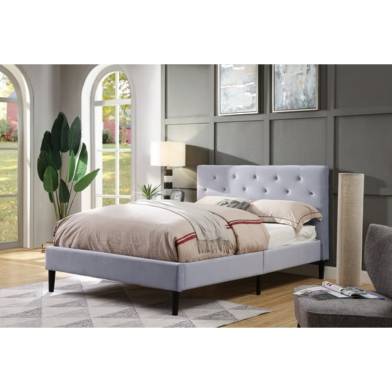 Furniture of America Frohm Mattress Ready Tufted Flannelette Light Fray Full Kids Bed