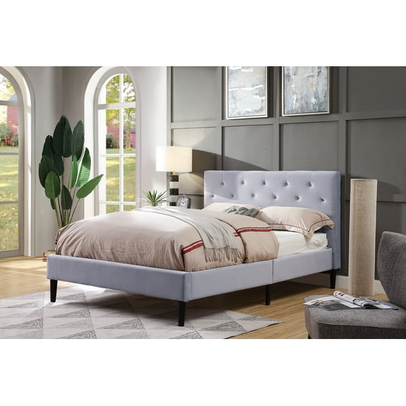 Furniture of America Frohm Mattress Ready Tufted Flannelette Light Fray Full Kids Bed