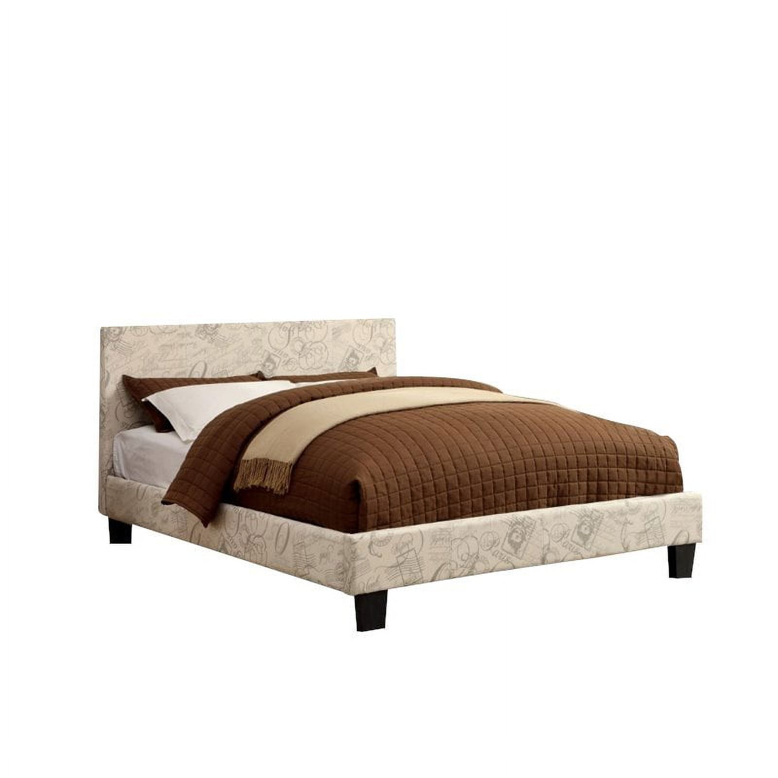 Furniture of America Full Platform Bed with 12-Inch Mattress, World Traveler Beige Pattern (Assembly Required)