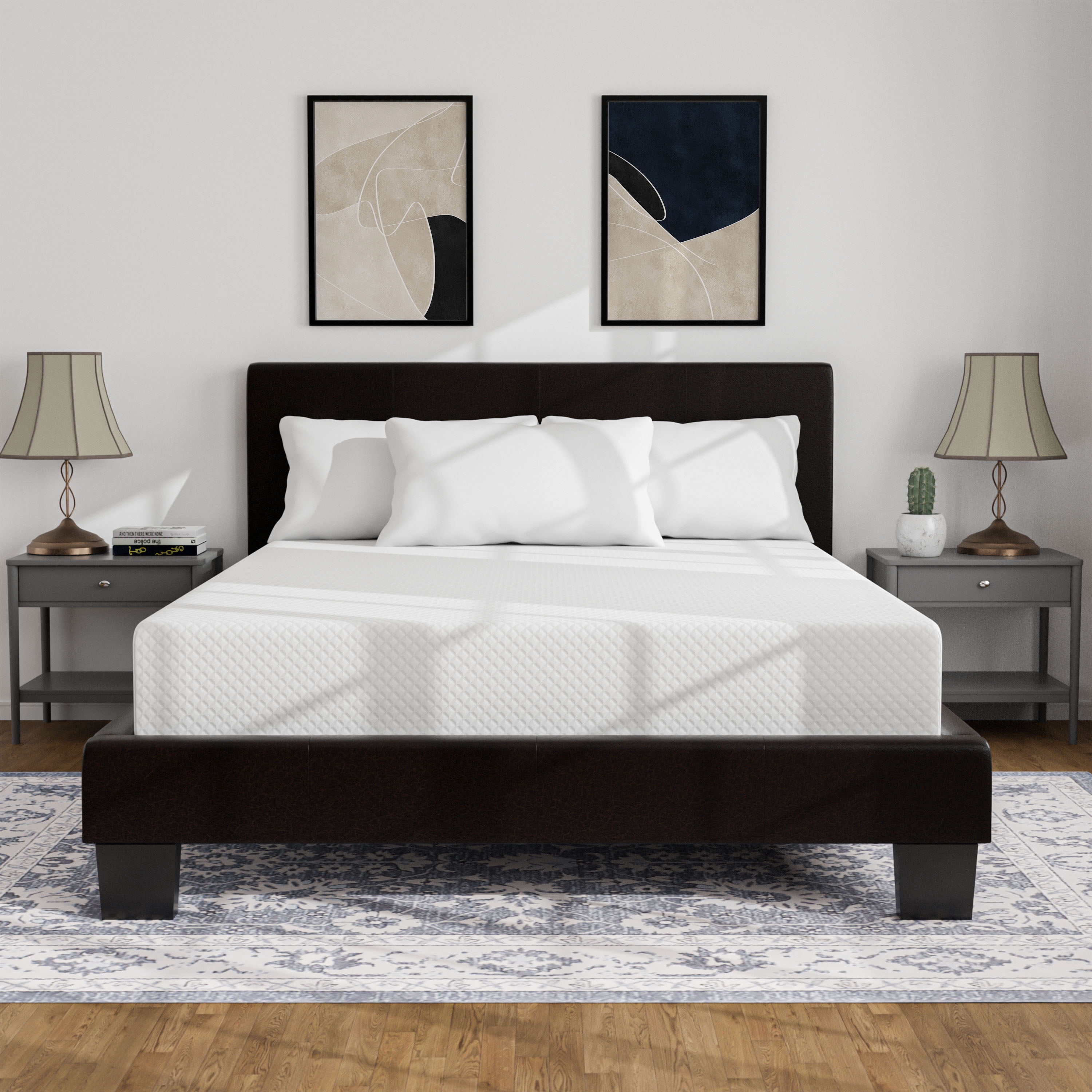 Furniture of America Mellie Mattress Ready Faux Leather Espresso Full Kids Bed with 6" Mattress