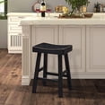 thumbnail image 1 of Furniture of America Quyra Solid Wood Indoor Saddle 25-inch Bar Stools, Black (Set of 2), 1 of 5
