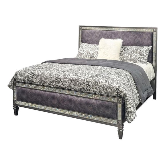 Furniture of America Galantt Solid Wood Padded Full Bed in Gray