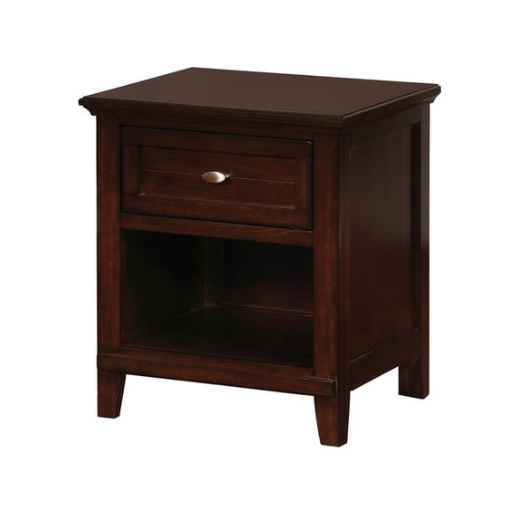 Furniture of America Gamora Wood 1-Drawer Kids Nightstand in Brown Cherry