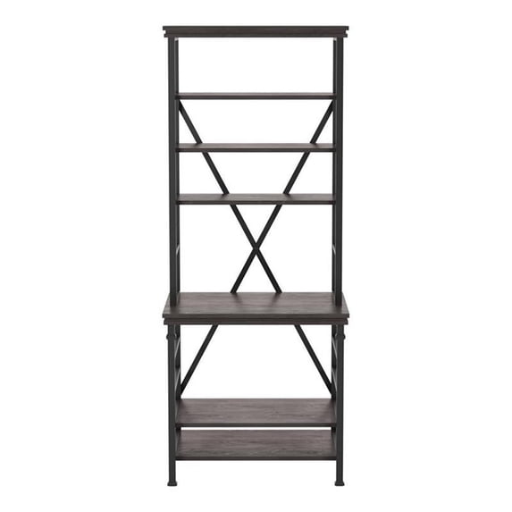 Furniture of America Garna Industrial Metal 6-Shelf Bookcase in Antique Gray