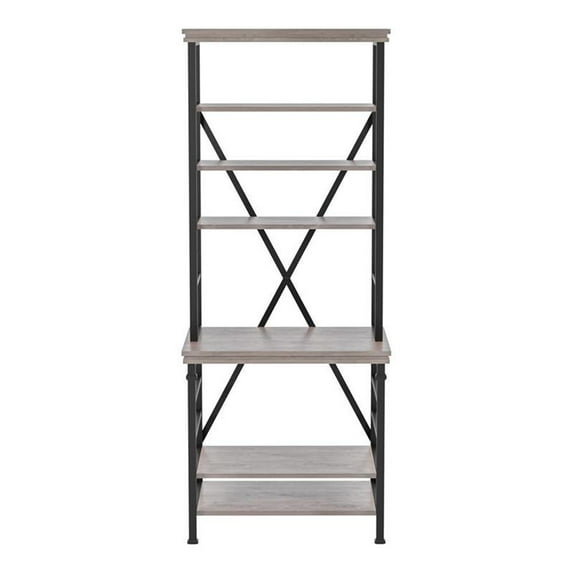 Furniture of America Garna Industrial Metal 6-Shelf Bookcase in Antique White