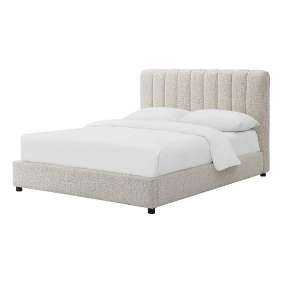 Furniture of America Garret Upholstered Boucle Fabric Full Bed in White