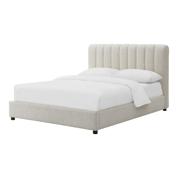 Furniture of America Garret Upholstered Boucle Fabric Queen Bed in White