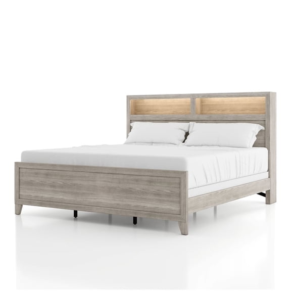 Furniture of America Junile Touch Light Wood Queen Bed in Washed White