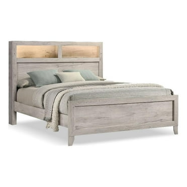 Furniture of America Junile Touch Light Wood Queen Bed in Washed White