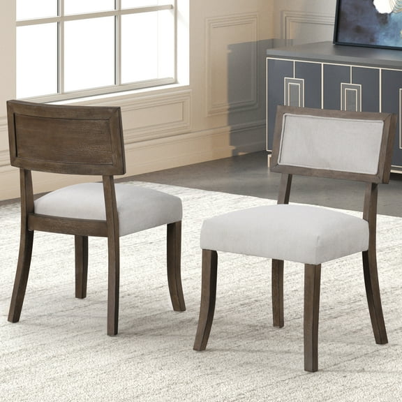 Furniture of America Garth Contemporary Solid Wood Dining Chairs, Dark Walnut (Set of 2)