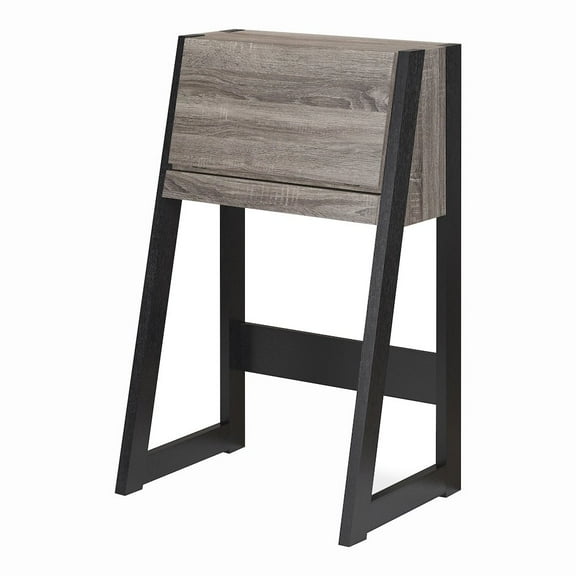 Furniture of America Gase Farmhouse Wood Fold Down Desk in Distressed Gray/Black