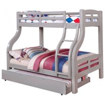 Furniture of America Gastrom Wood Twin over Full Bunk Bed in Gray