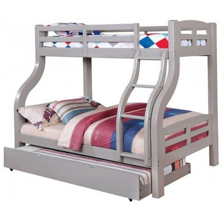 Furniture of America Gastrom Wood Twin over Full Bunk Bed in Gray