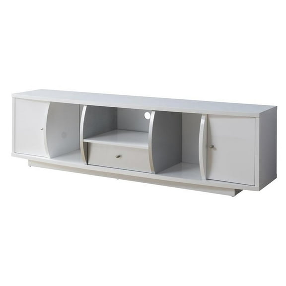 Furniture of America Gather Contemporary Wood 72-Inch TV Stand in Glossy White