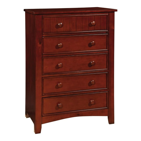 Furniture of America Geniet Transitional 5-Drawer Chest, Cherry