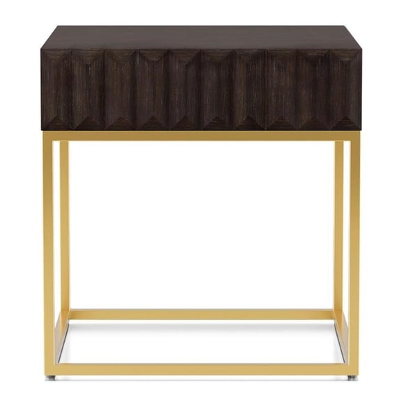 Furniture of America Giffore Metal 1-Drawer End Table in Walnut