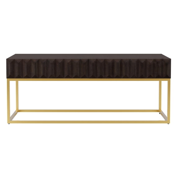 Furniture of America Giffore Metal 2-Drawer Coffee Table in Walnut