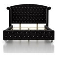 thumbnail image 1 of Furniture of America Gijit Glam Fabric Wingback Tufted King Bed in Black, 1 of 6