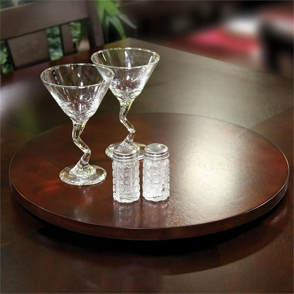 Furniture of America Gine Transitional Wood Round Lazy Susan in Cherry