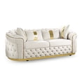 thumbnail image 1 of Furniture of America Gizon Glam Fabric Diamond Tufting Adult Sofa, Beige and Gold, 1 of 16
