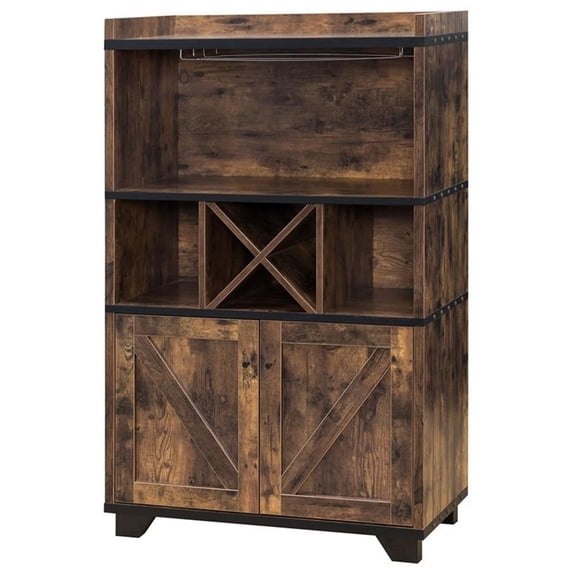 Furniture of America Glamdon Farmhouse Wood 4-Bottle Wine Rack in Brown
