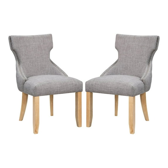 Furniture of America Glanz Fabric Wing-Back Side Chair in Gray (Set of 2)