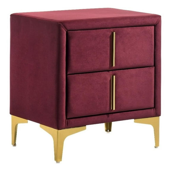 Furniture of America Glanz Glam Fabric Upholstered Nightstand in Red
