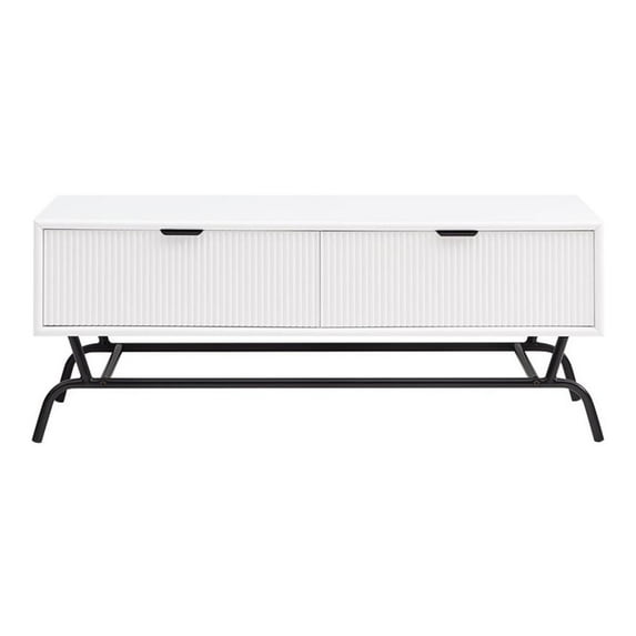 Furniture of America Gleb Wood Storage 2-Drawer Coffee Table in White Pure