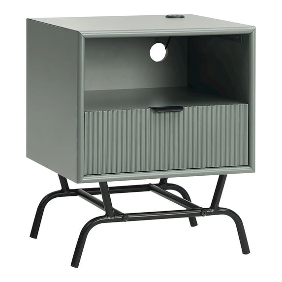 Furniture of America Gleb Wood Storage End Table with USB Port