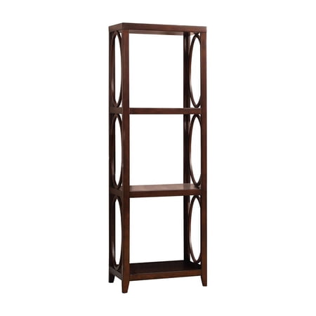 Furniture of America Glossen Wood 3-Shelf Accent Pier Cabinet in Cherry