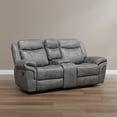 thumbnail image 1 of Furniture of America Gordon Modern Faux Leather Manual Reclining Loveseat with Console, Warm Gray, 1 of 5