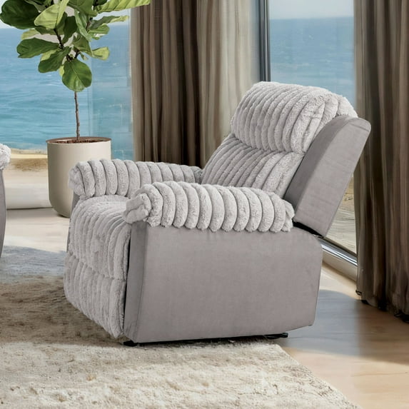 Furniture of America Gortier Fabric Indoor Manual Glider Recliner, Gray