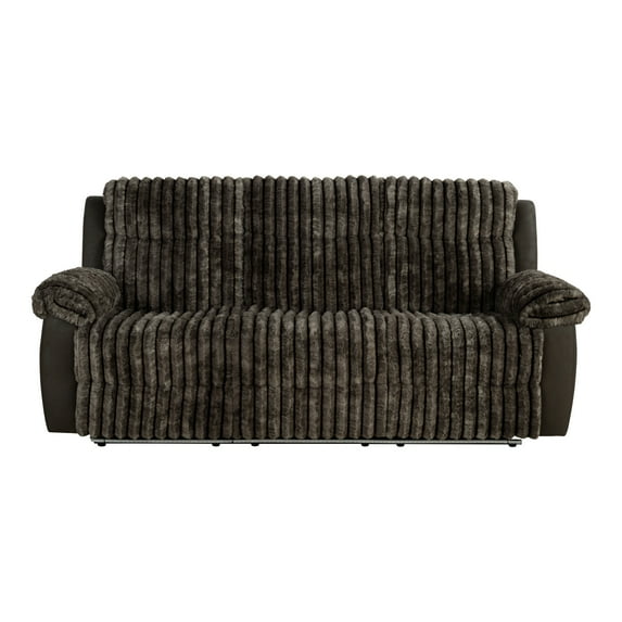 Furniture of America Gortier Transitional Fabric Adult Manual Reclining Sofa with USB, Brown