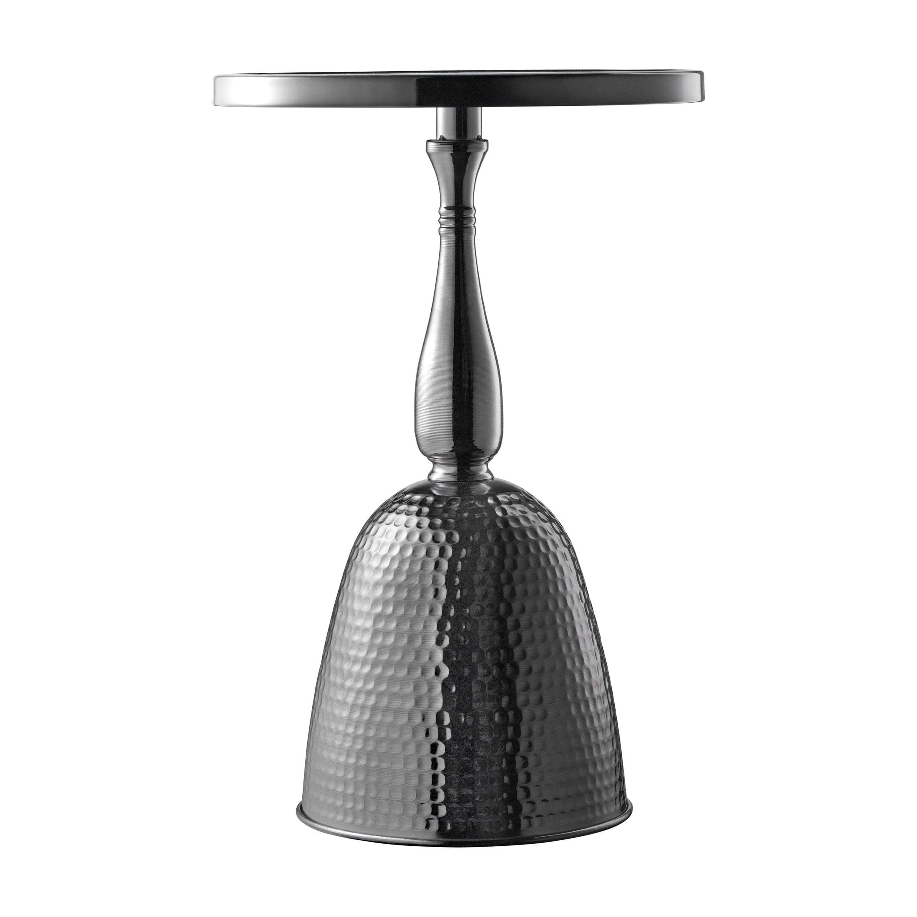 Furniture of America Grivan Modern Metal Accent Side Table with Round Tabletop, Living Room End Table, Black with Faux Marble