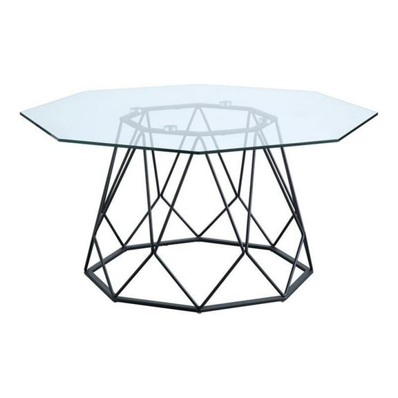 Furniture of America Growder Contemporary Glass Top Coffee Table in Sand Black