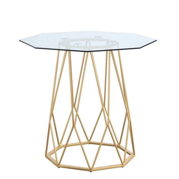 Parisa Octagon Glass Top End Table, Gold