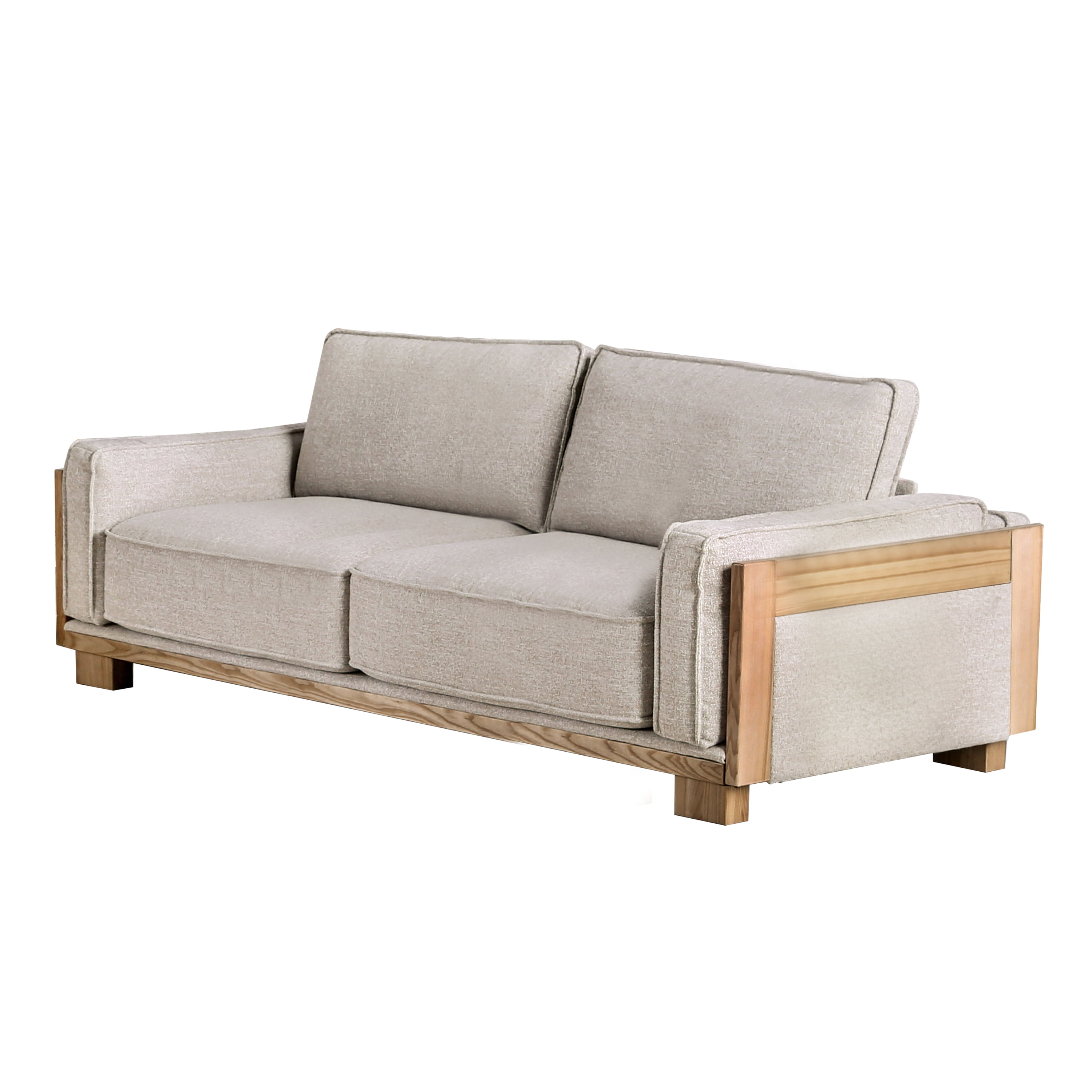 Furniture of America Gulver Modern Adult Upholstered Fabric Sofa, Light Brown and Natural