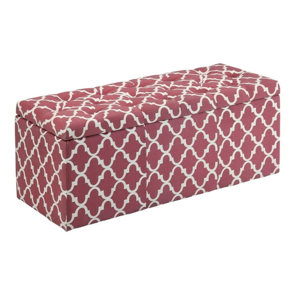 Furniture of America Haas Contemporary Fabric Storage Ottoman in Red