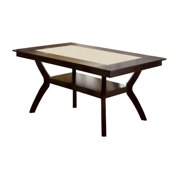 Furniture of America Hadar Bottom Shelf Dining Table, Ivory and Dark Cherry